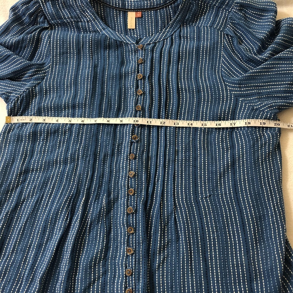 Pilcro Shirt Womens XL Blue Stripe Button Front Long Sleeve Tunic Top Wool Blend - Picture 8 of 10